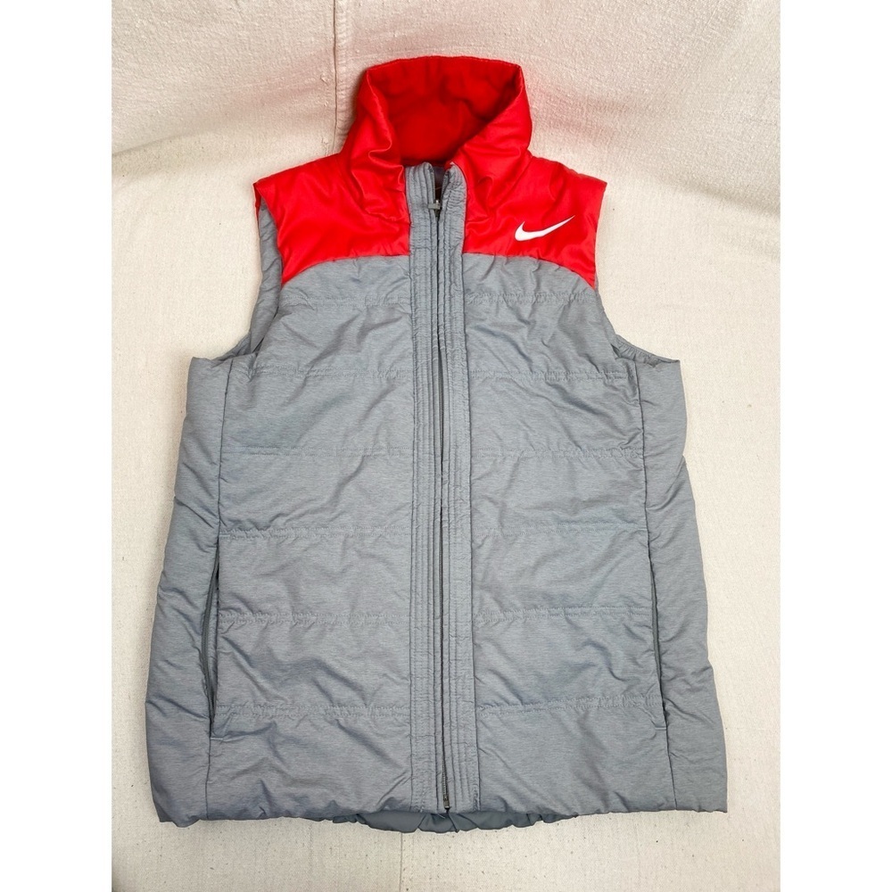 Nike Essential Puffer Vest Red and Gray Quilted